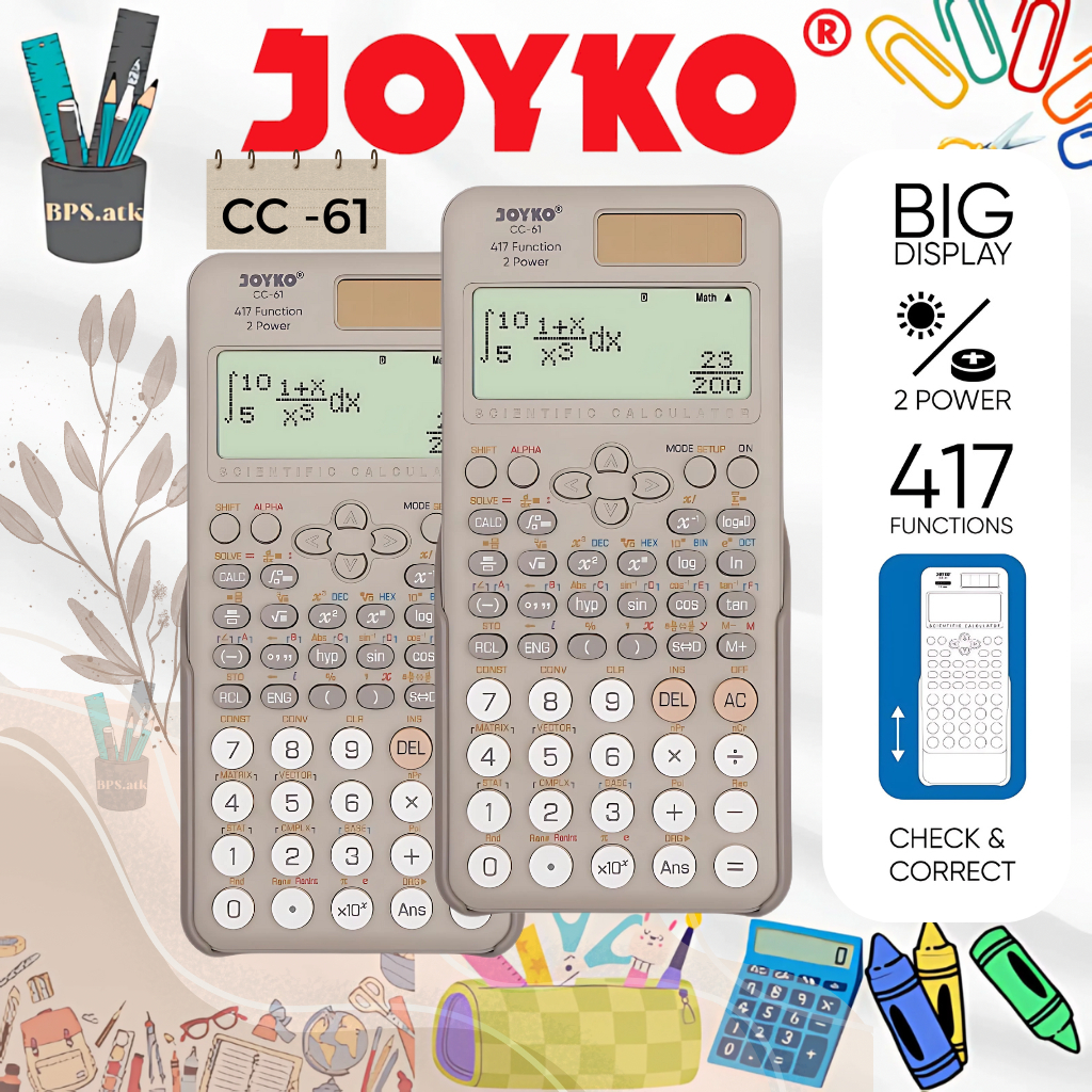 

JOYKO Calculator / Kalkulator CC-61 Scientific 417 Functions Kalkulator Sekolah / Kantor