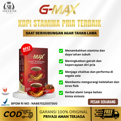 

Kopi G-MAX Minuman Kopi Gingseng 1 Box 10 Sachet Extra Gingseng Dan Gula Aren Original BPOM