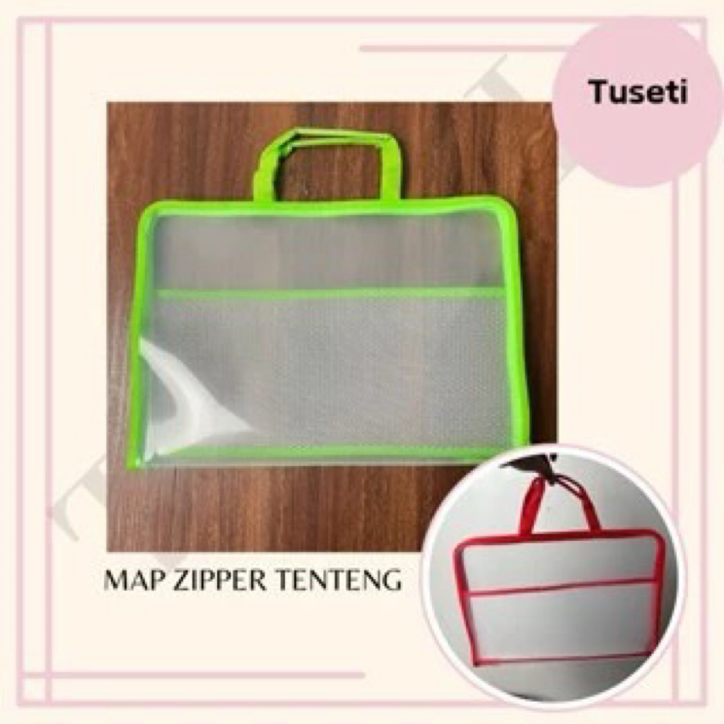 Map Zipper Tenteng Tas Resleting Plastik Dengan Gagang / Map Zipper Resleting