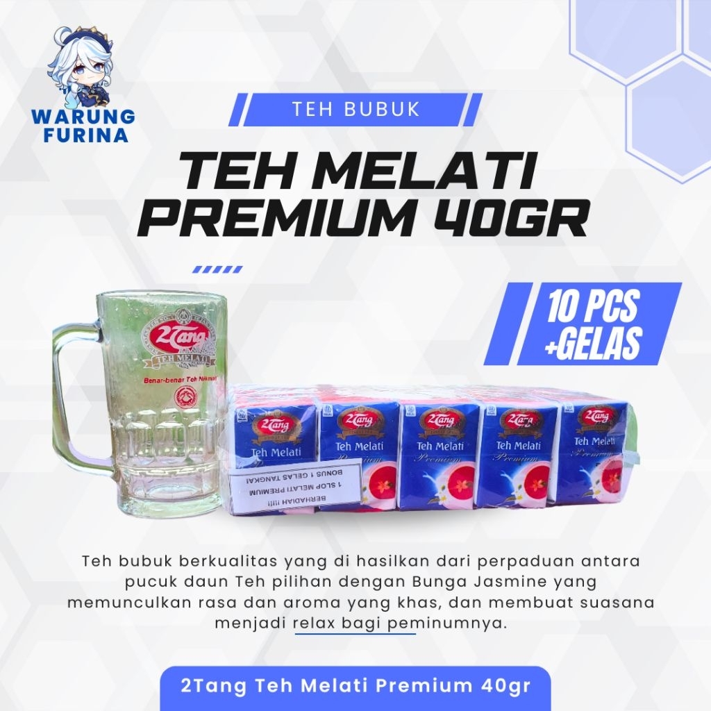 

Teh Bubuk 2Tang Teh Melati Premium 40gr [10 pcs + 1 Gelas]