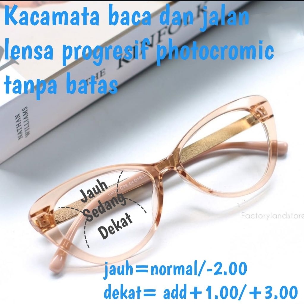 kacamata cat eyes lensa progresif photocromic 19070