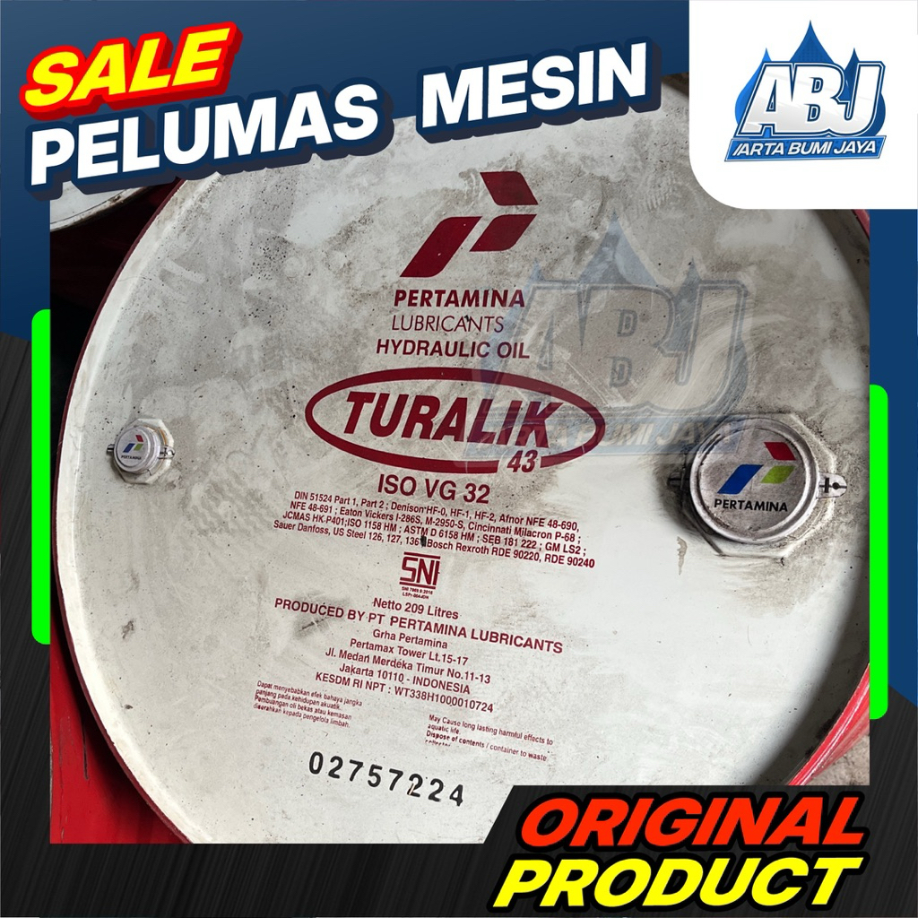 Oli Hidrolik/Hydraulic Pertamina Turalik 43 ISO VG 32 Repack Drum