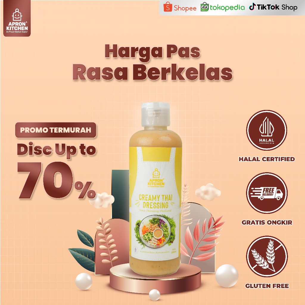 

Apron Kitchen Kacang Thai Sangrai Saus Dressing Salad 250ml