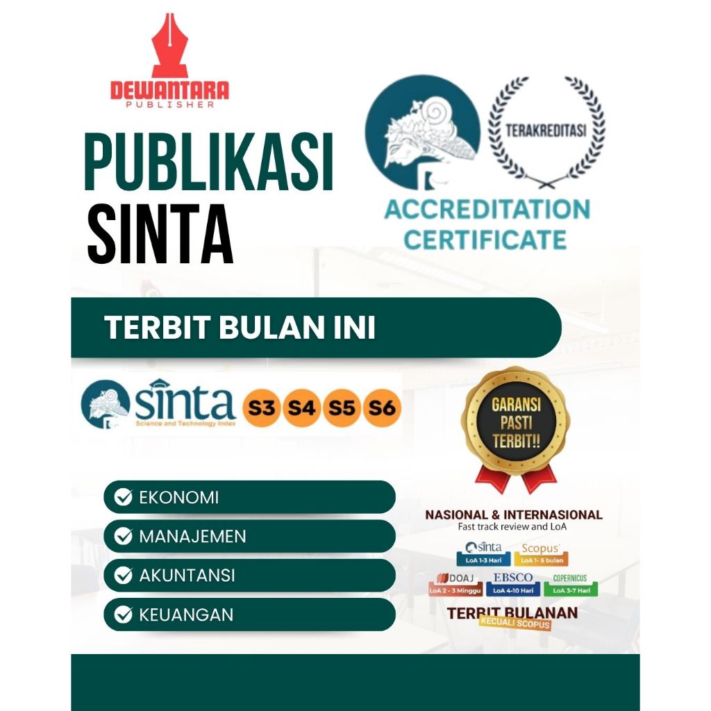 PUBLIKASI JURNAL NASIONAL SINTA 6  MANAJEMEN, KEUANGAN, AKUNTANSI, EKONOMI