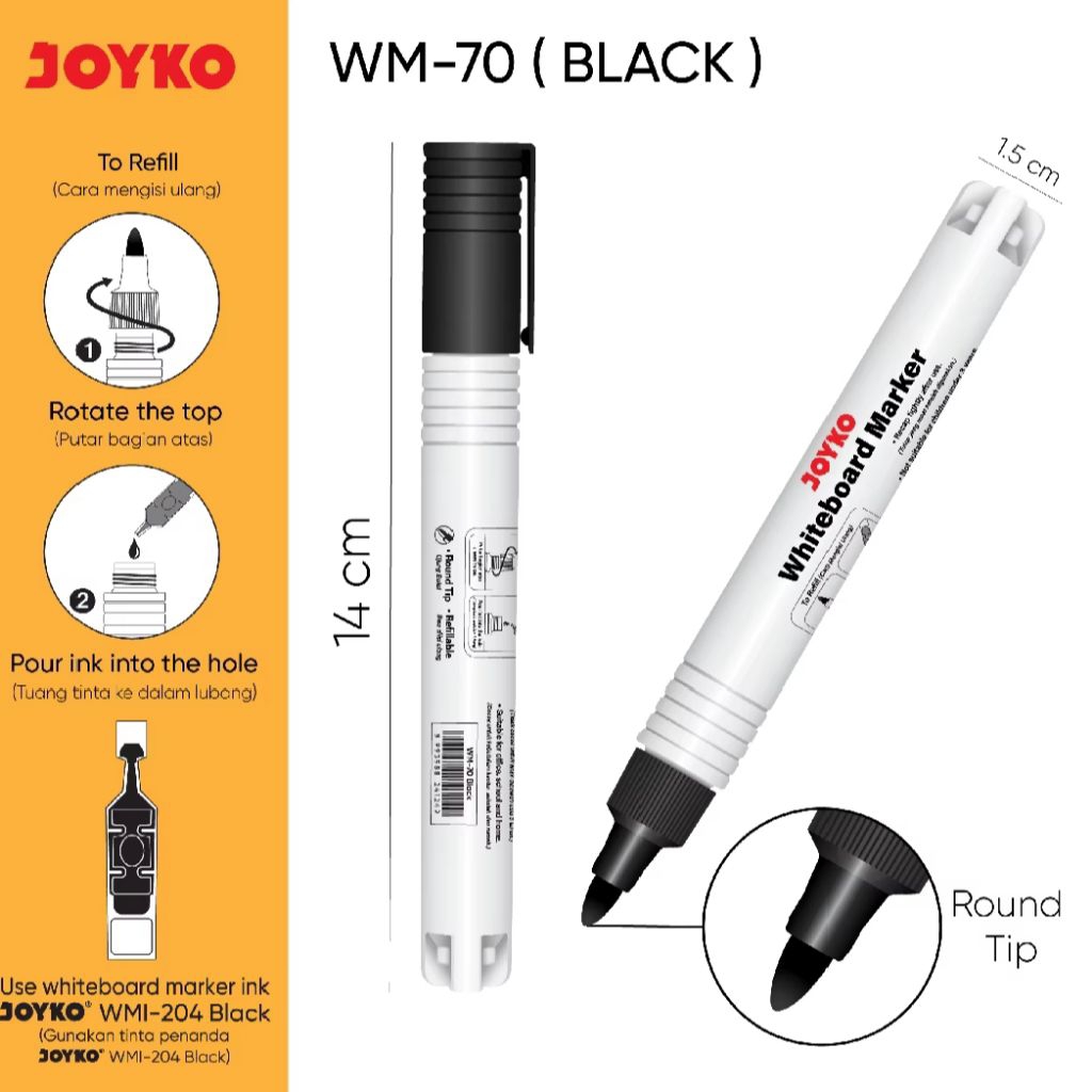 

1 Pcs Spidol Whiteboard & Permanen Joyko HITAM