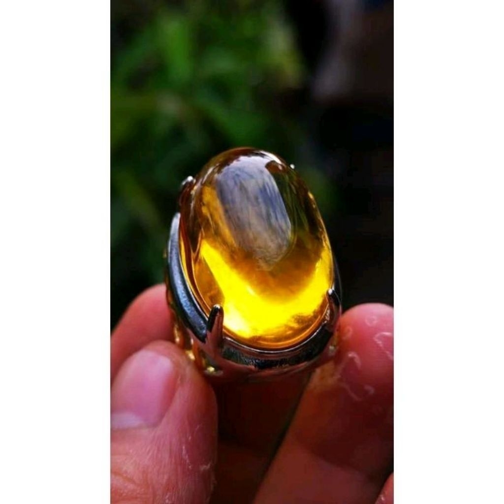 Cincin Akik Pria Lemon Quartz Jumbo Ring Titanium Combinasi
