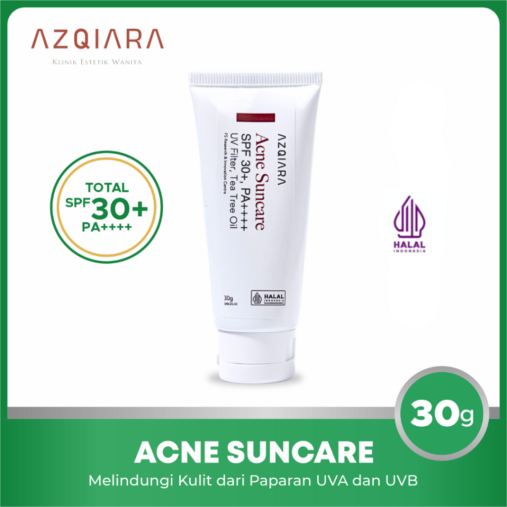 AZQIARA Acne Suncare SPF 30+ PA++++ - Sunscreen anti acne, Sunscreen khusus kulit berjerawat