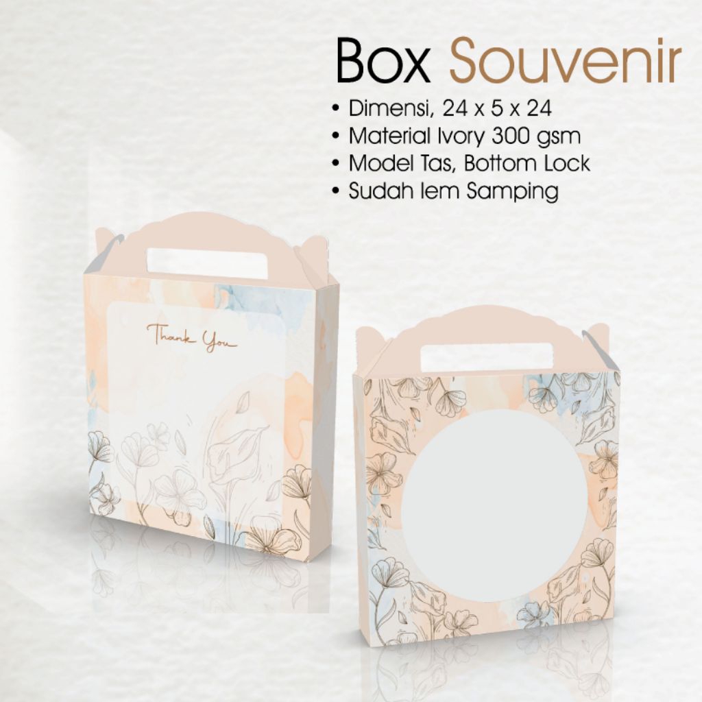 

Box Souvenir Piring Uk. 24 x 5 x 24 cm Model Tas Button Lock (PROMO!!!)