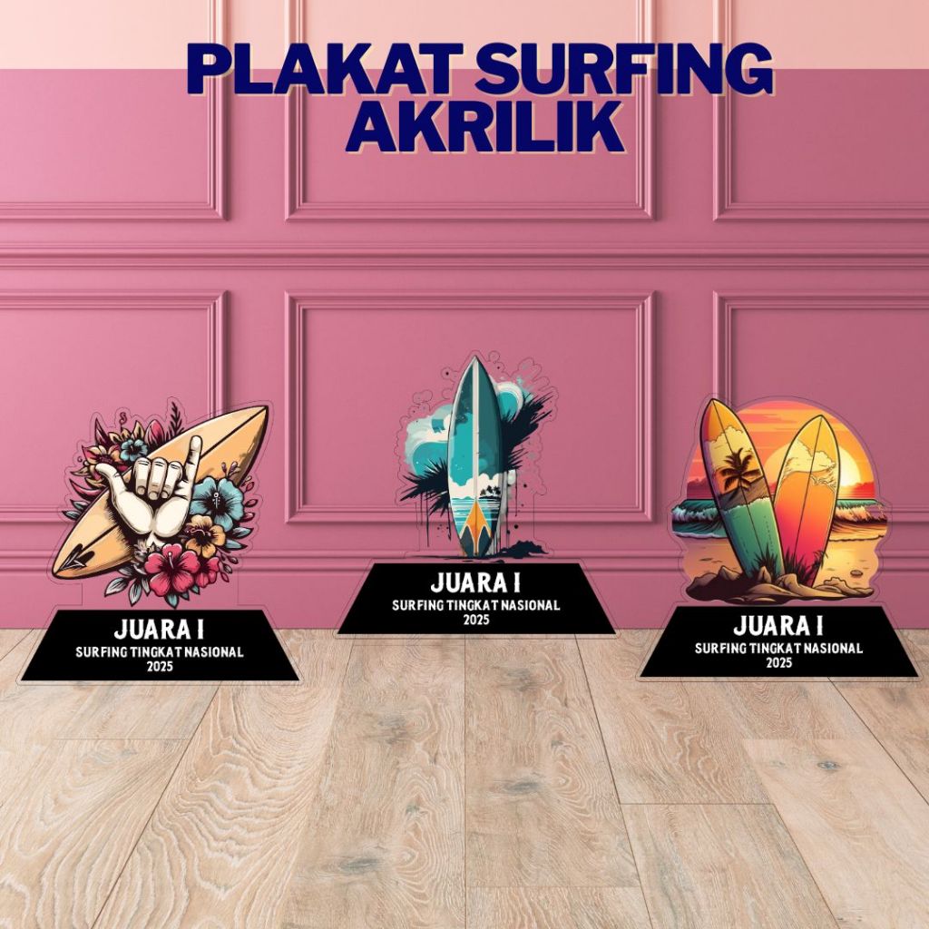Plakat Lomba Selancar Plakat Surfing Murah Vandel Akrilik Surfing