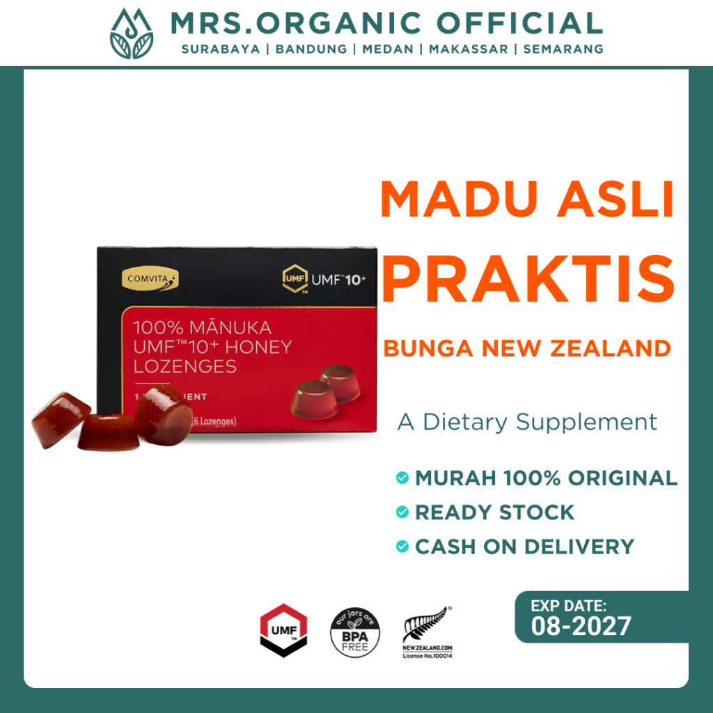 

Madu Comvita 100% Manuka Honey Lozenges UMF 10+ Isi 6 - Permen Tenggorokan Alami Madu Antibakteri