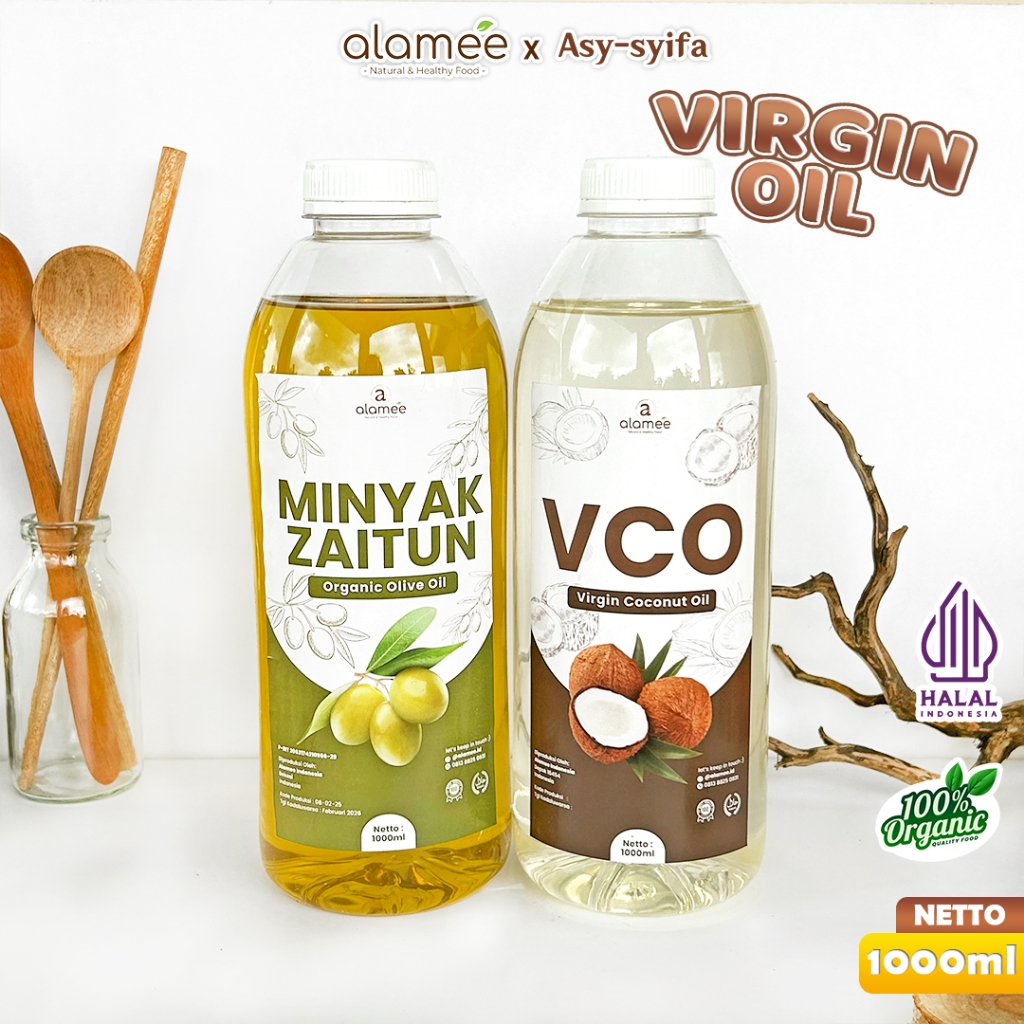 

ALAMEE Virgin Coconut Oil Minyak Zaitun Kelapa Murni Extra VCO Dapat Di minum Di masak Organik 1Ltr