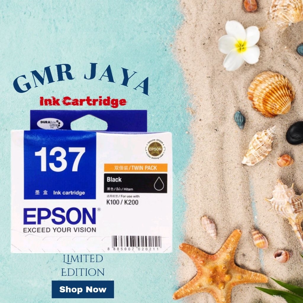 Tinta epson 137 black Twin Pack original ink cartridge / Tinta printer epson K100 original / Tinta p