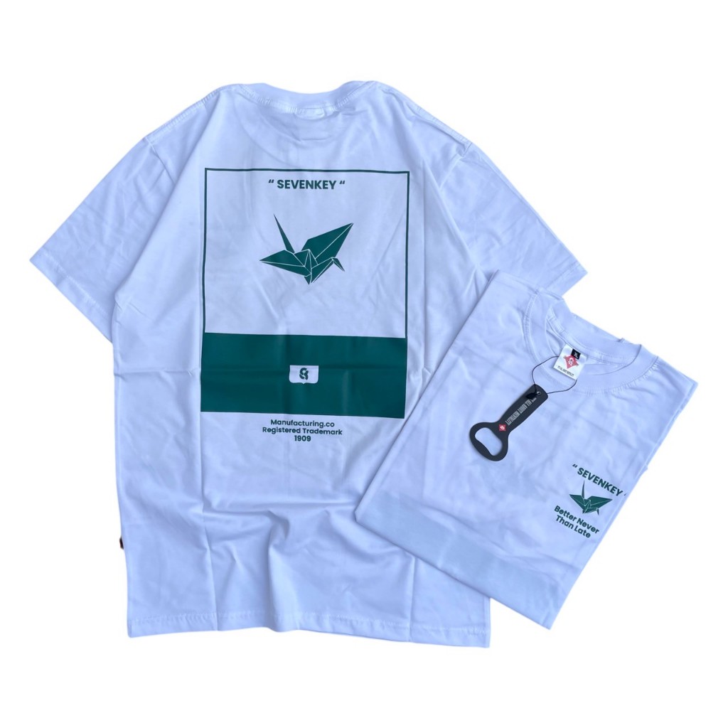 T-SHIRT DISTRO SEVENKEY ORIGAMI PUTIH KAOS PRIA WANITA DISTRO KAOS KATUN KAOS OVERSIZE SEVENKEY