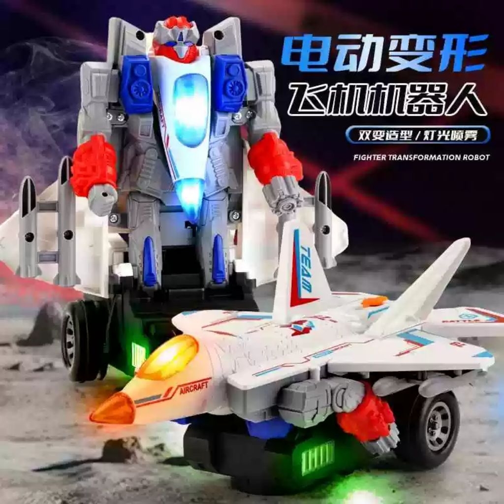 MP toys mainan robot pesawat tempur berubah robot baterai suara bergerak bump and go rpbot besar jal