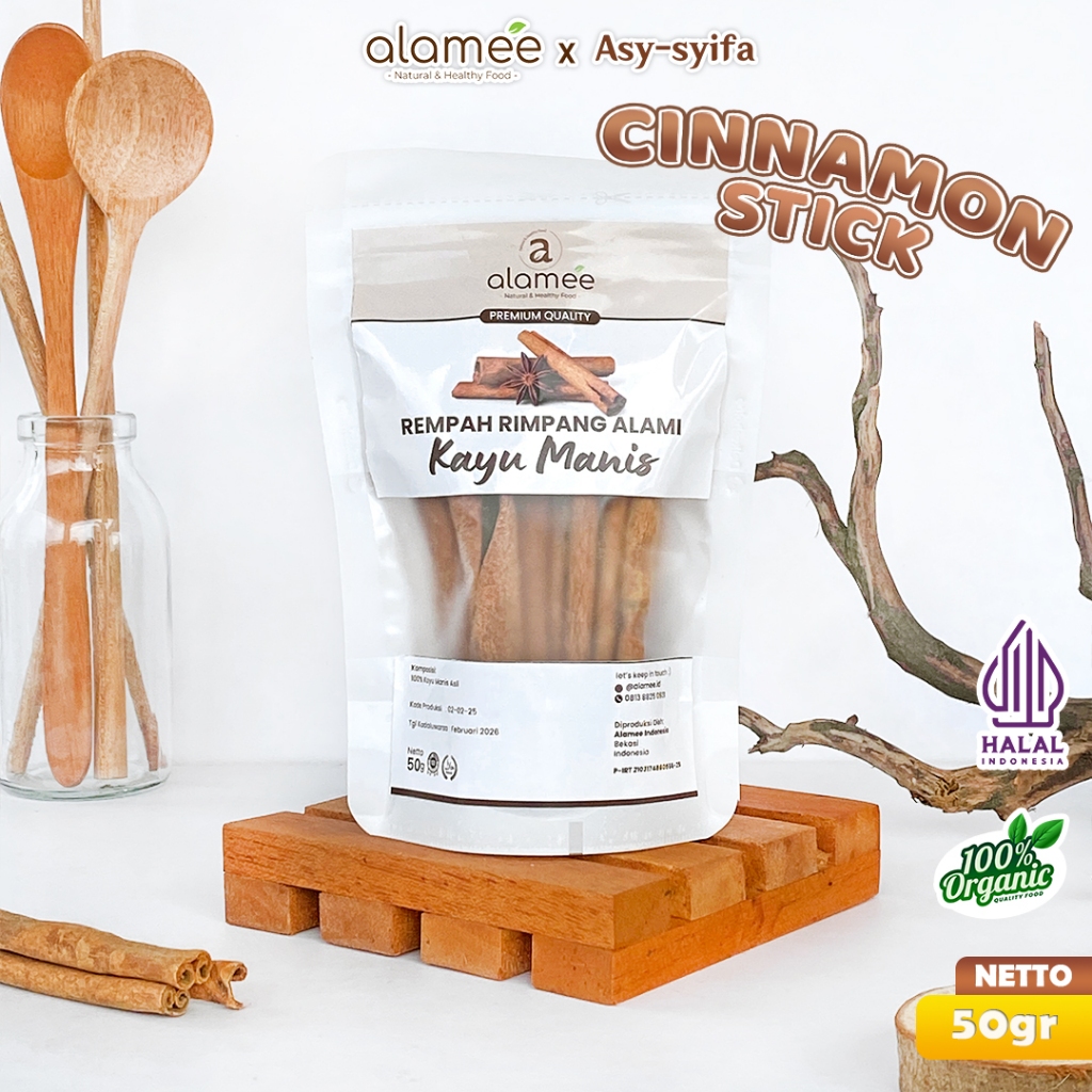 

ALAMEE Kayu Manis Batang Cinnamon Stick Rempah Rimpang Organik Alami Bumbu Masak Dapur Seasoning 50g