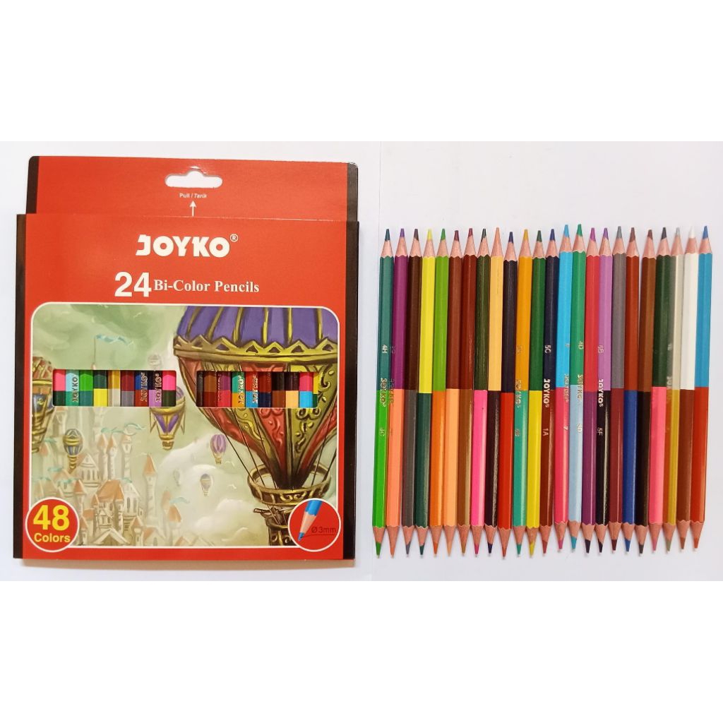 

(1 pcs) PENSIL WARNA JOYKO BICOLOR 24 PENSIL 48 WARNA