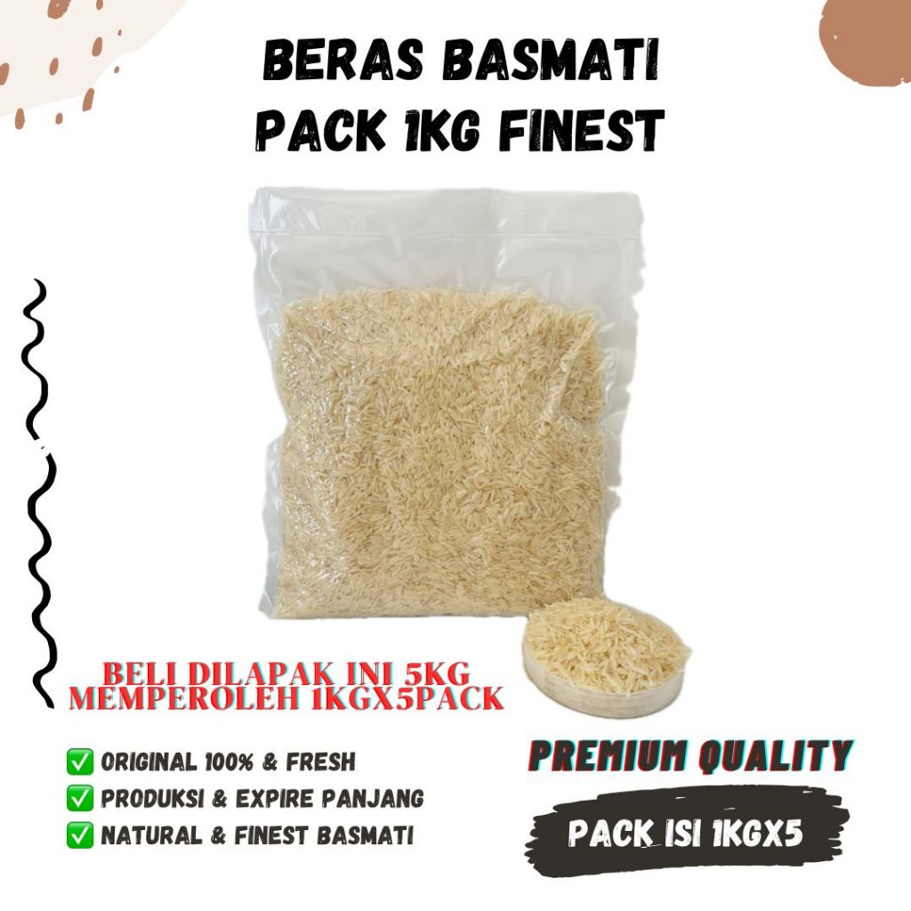 

BERAS BASMATI SELLA 5kg Indian Rice Creamy Rendah glikemik Kalori Bhasmati Masakan Arab Finest Aroma