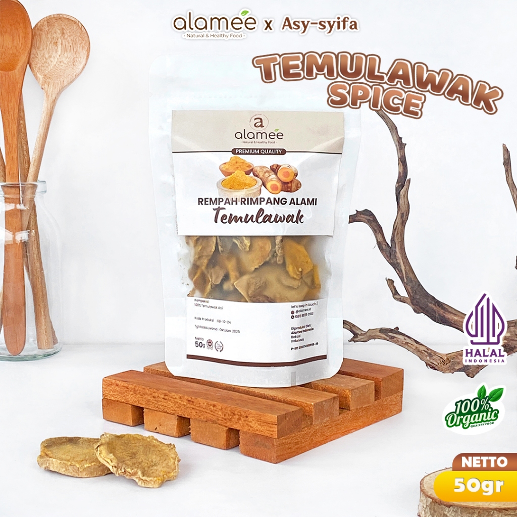 

ALAMEE Temulawak Kering Dried Curcuma Iris Rempah Organik Temu Lawak Bumbu Masakan Seasoning 50g