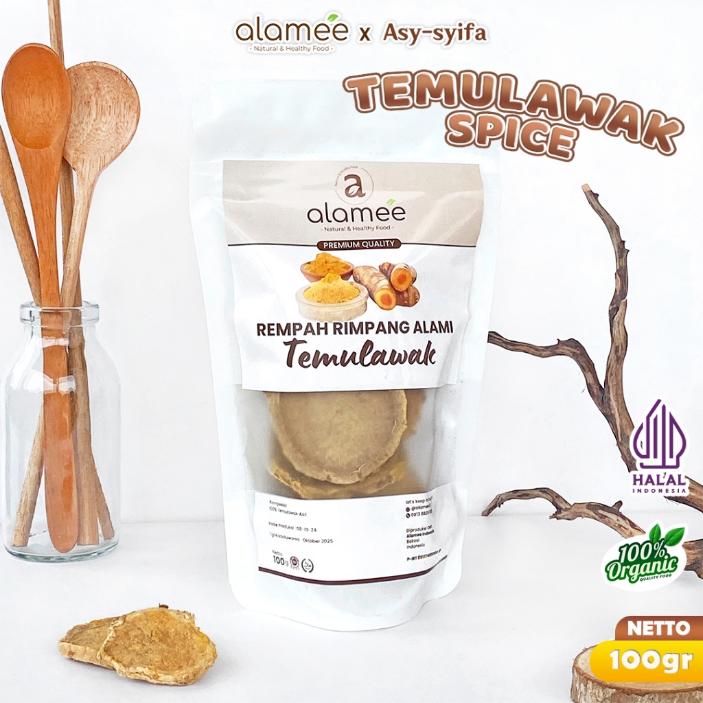 

ALAMEE Temulawak Kering Dried Curcuma Iris Rempah Organik Temu Lawak Bumbu Masakan Seasoning 100g