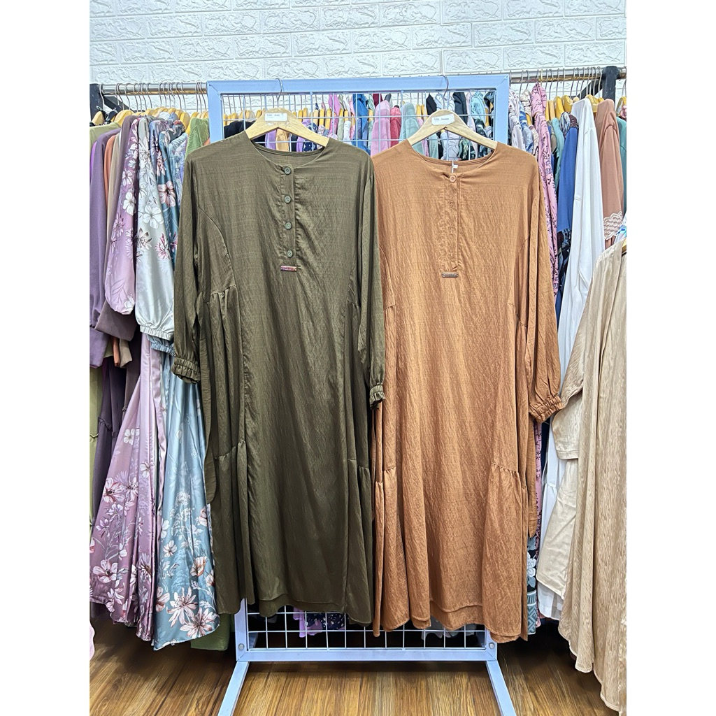 Liana Midi Dress Katun Linen Premium ori Arraffa Syari