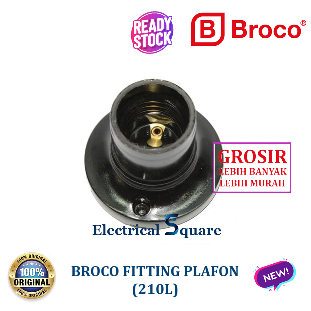 (GROSIR) Fitting Plafon Bulat Broco Hitam 210L Colokan Lampu Black Holder Lamp Ceiling Original SNI