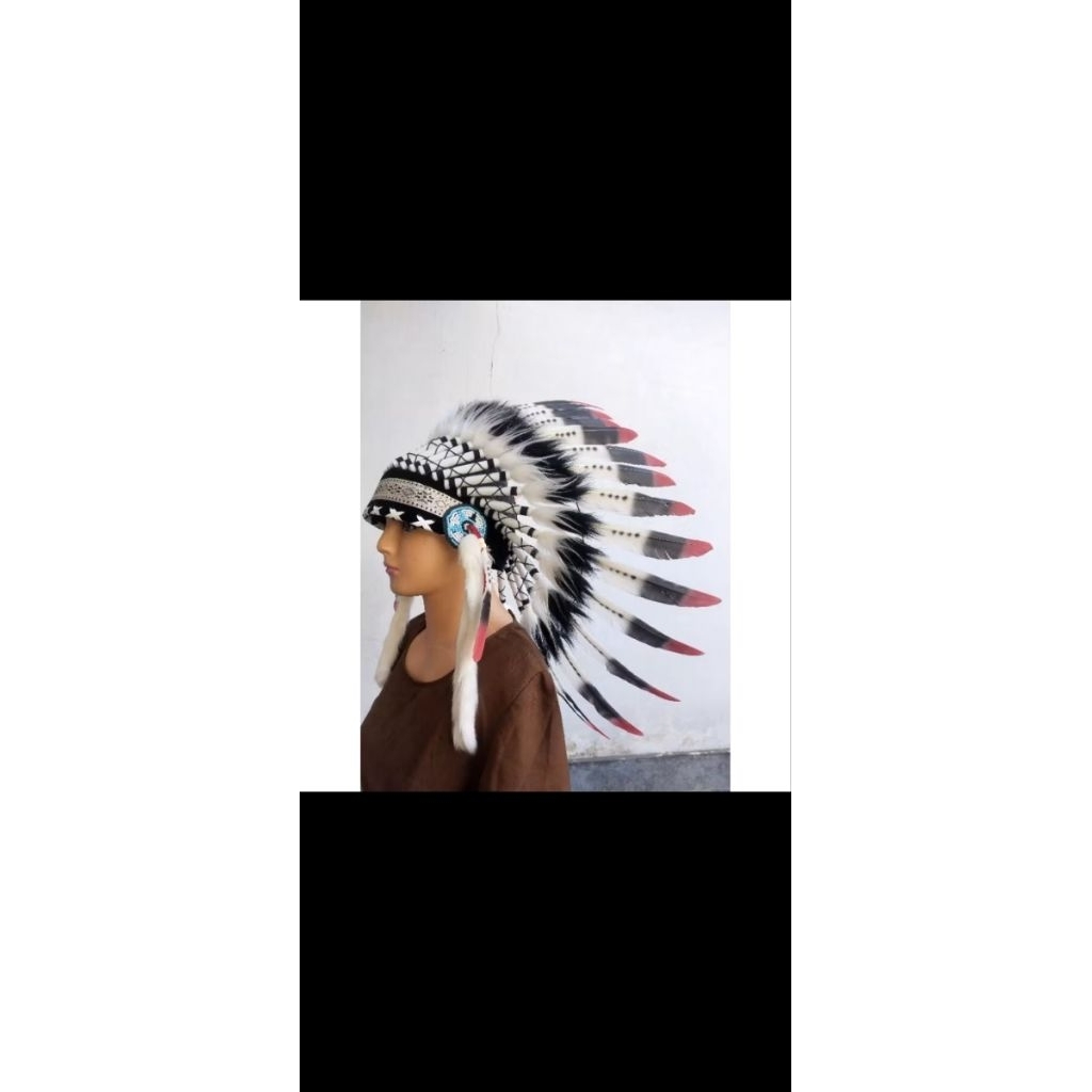 topi apache/ topi indian/ topi dayak/ warbonet bulu angsa