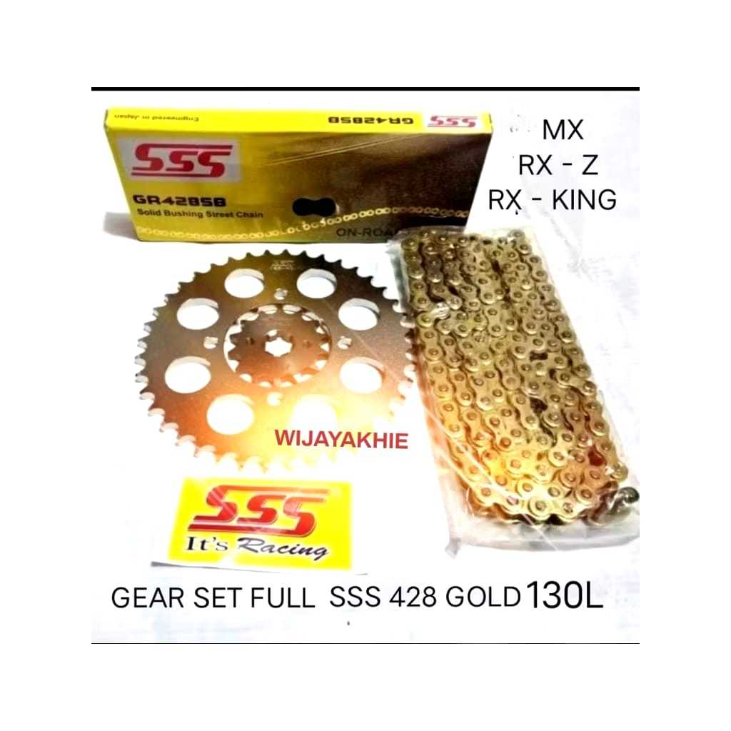 Gear Set FULL SSS 428 Jupiter MX / RX king / F1Z-R / Vega Paketan Rantai SSS 428 GOLD 130L Pilihan G