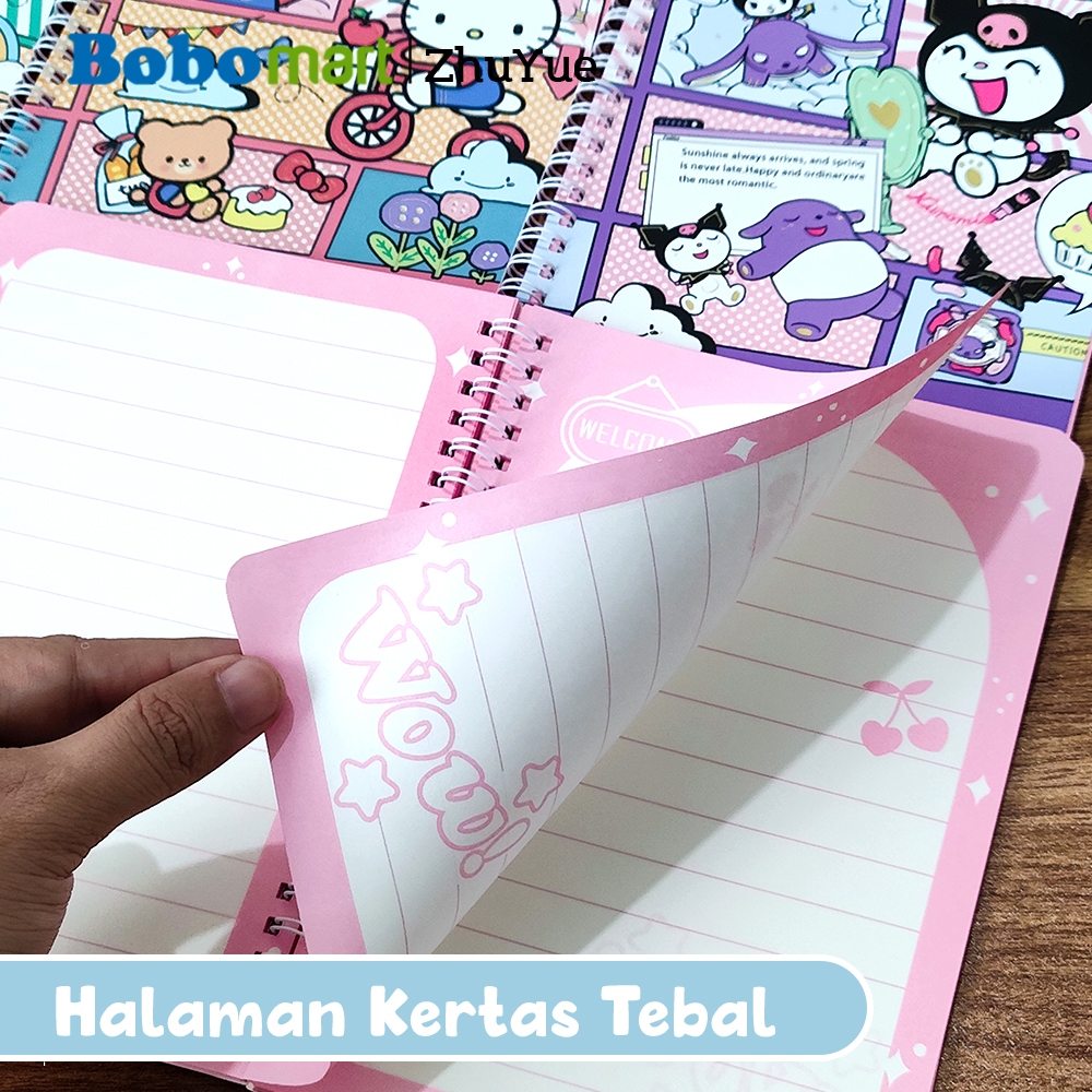

[Whispers] BOBOMART Buku Tulis Catatan Bergaris Spiral Ruled Notebook SH-8830 A5 60 Lembar Kuromi,