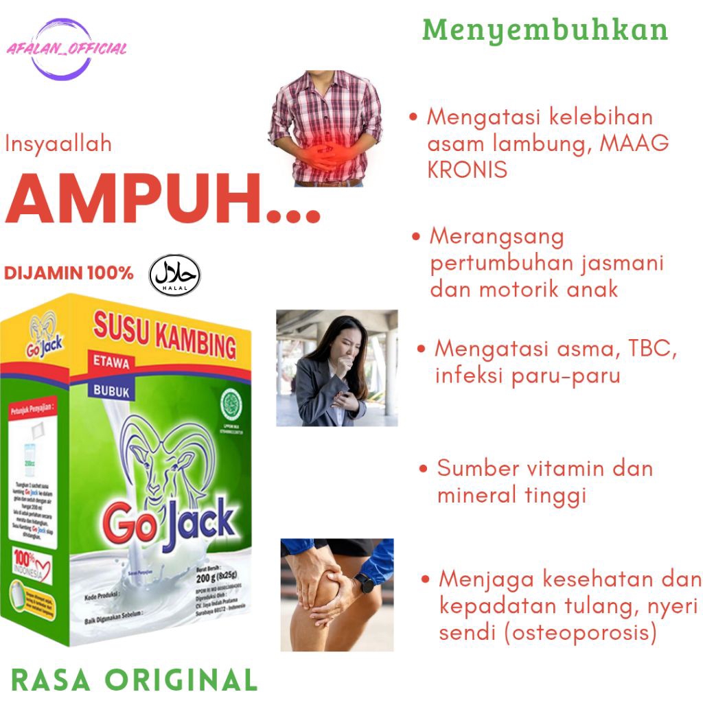 

Susu Kambing Etawa Go Jack original asli 200g (rasa ORIGINAL) maag akut, paru-paru, asma, tbc, asam urat, nyeri sendi
