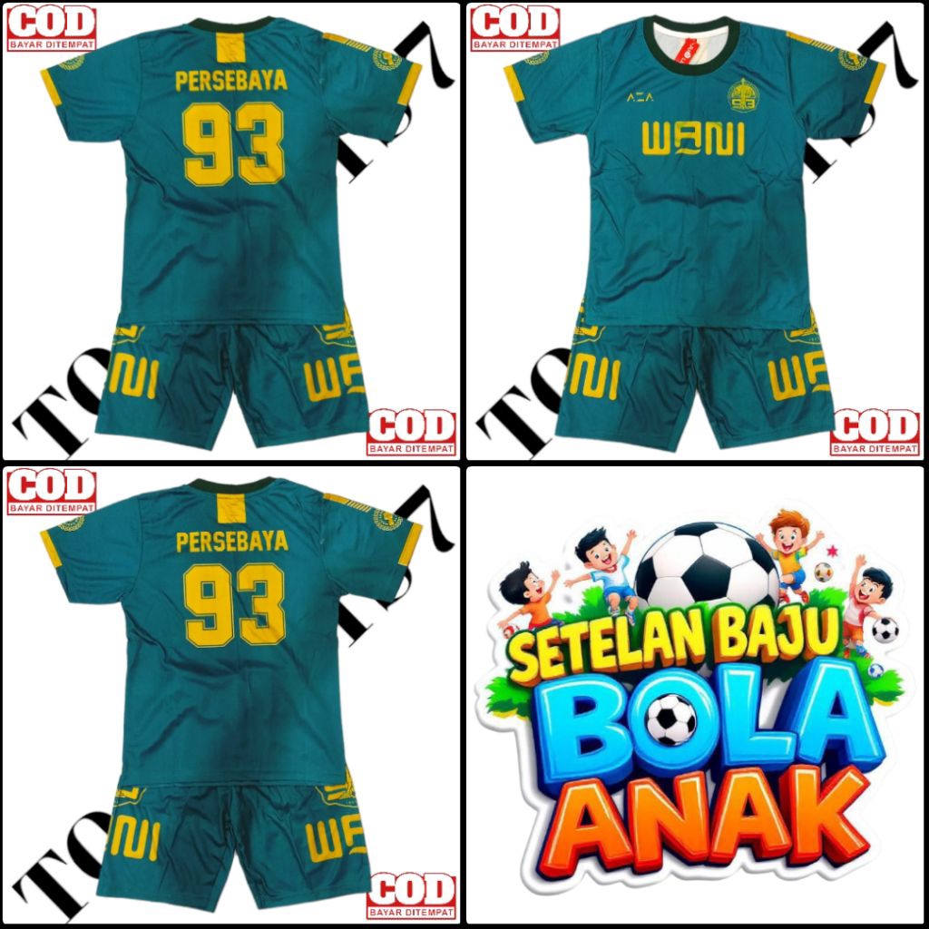 SETELAN JERSEY BOLA ANAK ANAK FOOTBALL CLUB PERSEBAYA SURABAYA FC FULL PRINTING | SETELAN BAJU PERSE