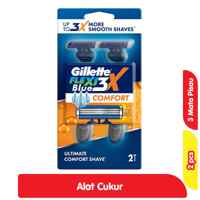 Gillette Flexi Blue 3 Alat Cukur Pria Comfort 2 Pcs