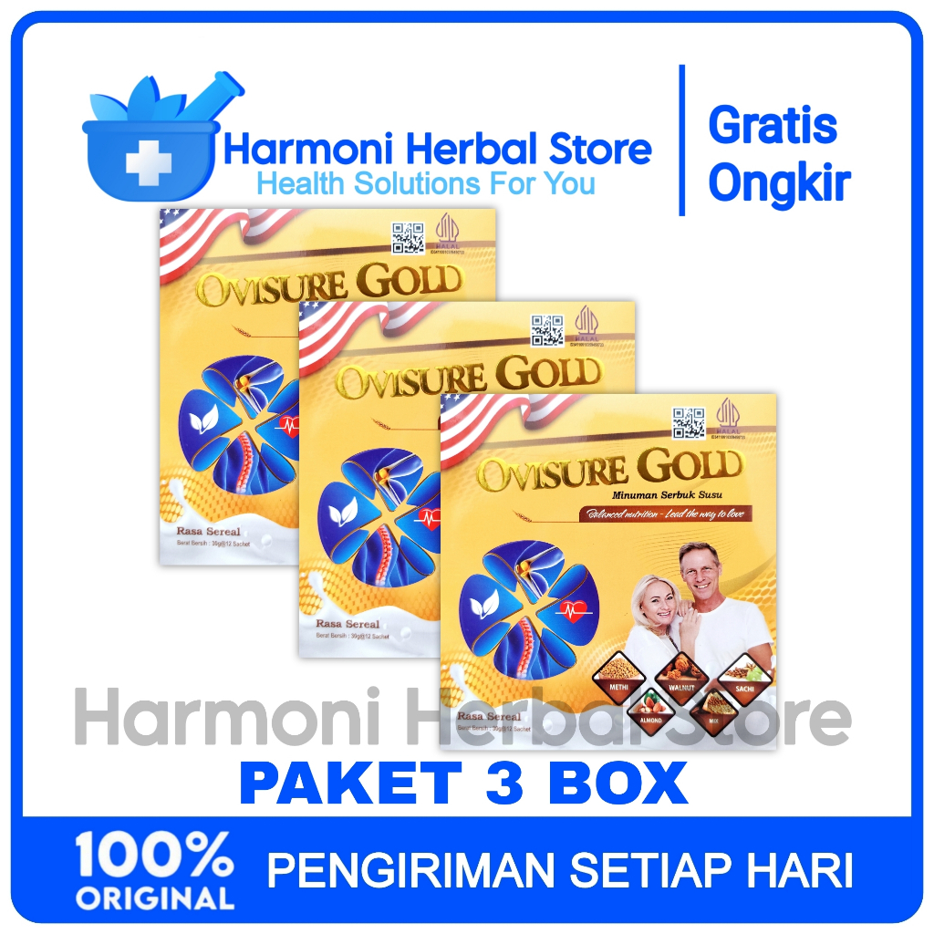 

3 Box Ovisure Gold Susu Tulang & Sendi Original Vitamin Nyeri Sendi Rematik & Asam Urat Asli
