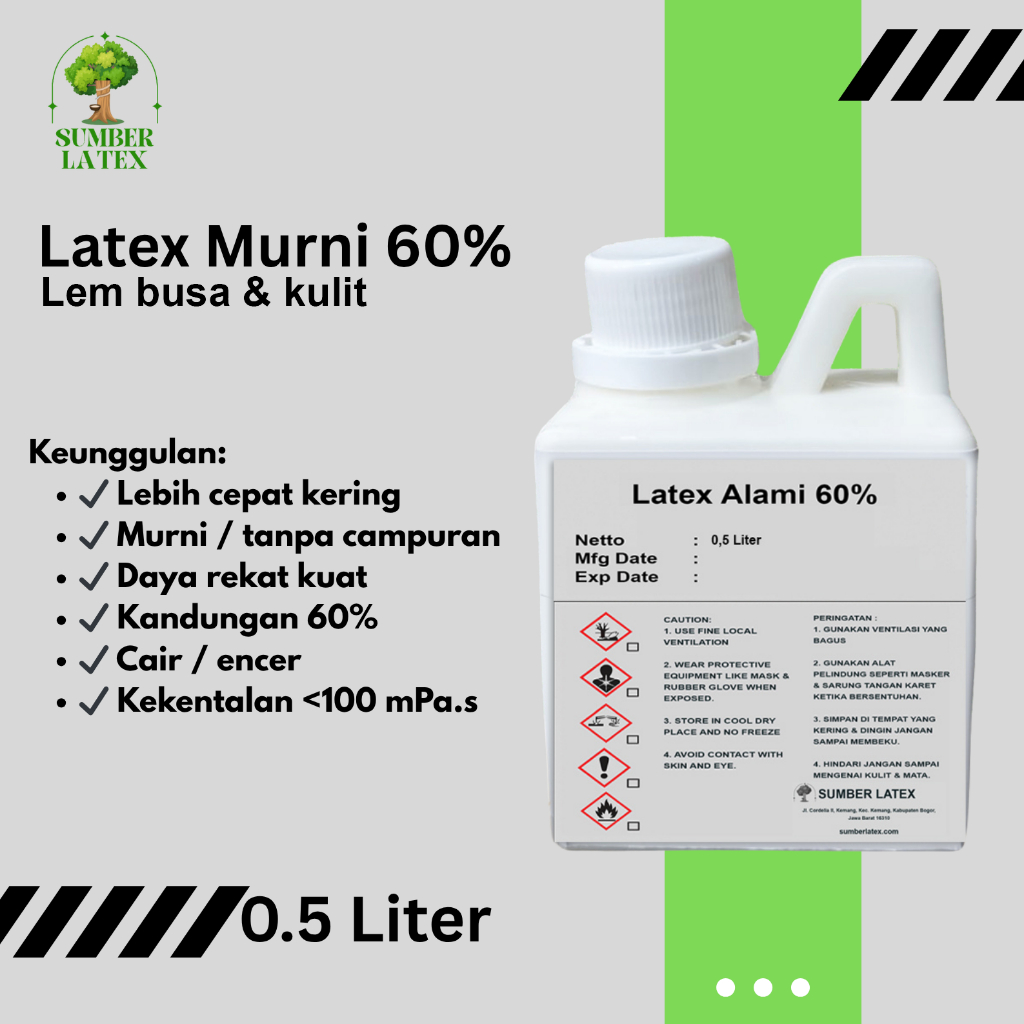 

Lem Latex Cair 60% - 0,5 Liter Sumber Latex - Lem Serbaguna untuk Kebutuhan Industri & Kerajinan