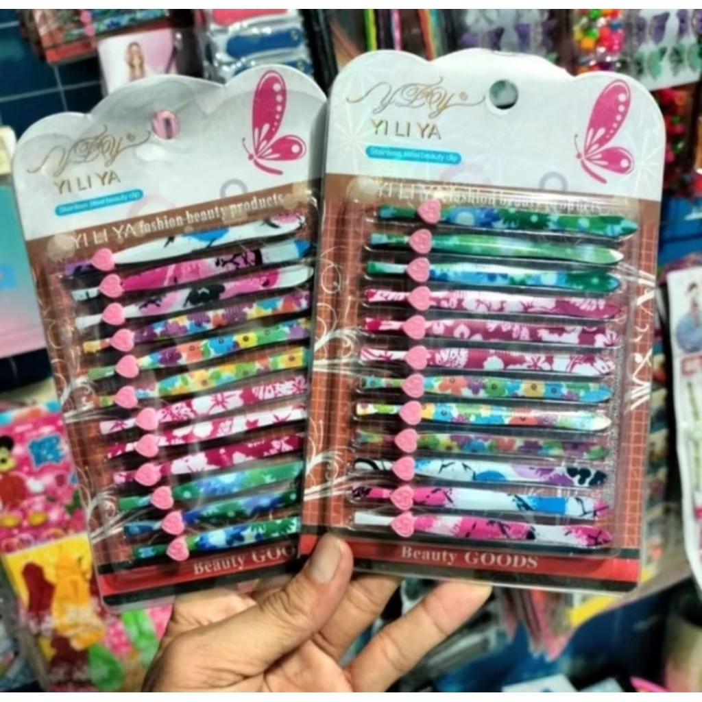 PINSET MOTIF/PINSET CABUTAN UBAN ATAU BULU 12PCS