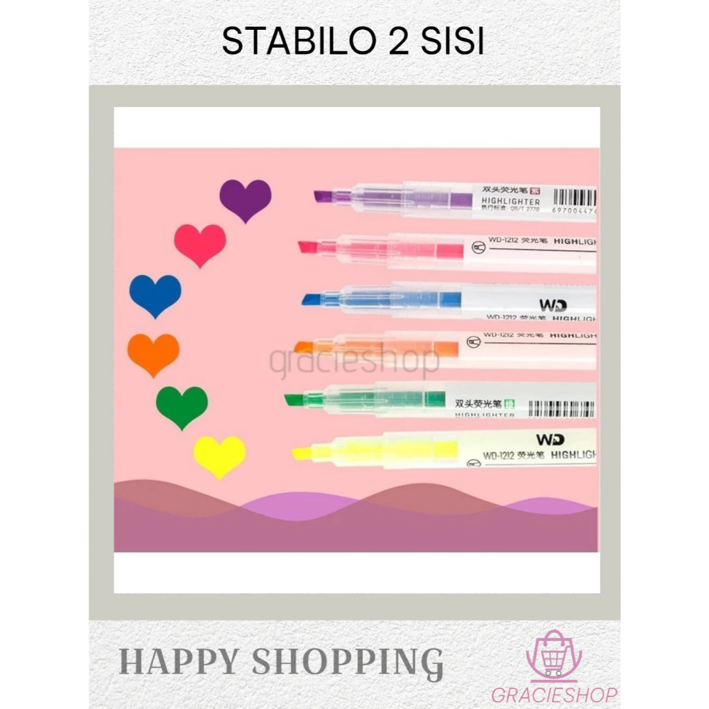 

Stabilo 2 sisi Warna - Warni / Highlighter Pen 6 Warna