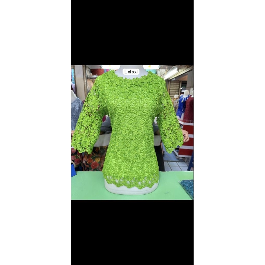 blus brokat hoki import premium wanita