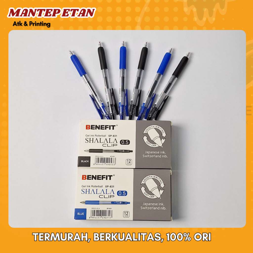

BOLPEN BENEFIT SHALALA CLIP GP-831 0.5mm HITAM/BIRU 1 LUSIN