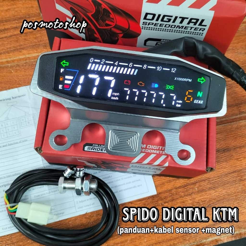 Speedometer KTM Spido Ktm Full Indikator Digital Spidometer Ktm Set Pangkon CNC RIDE IT Berkualitas