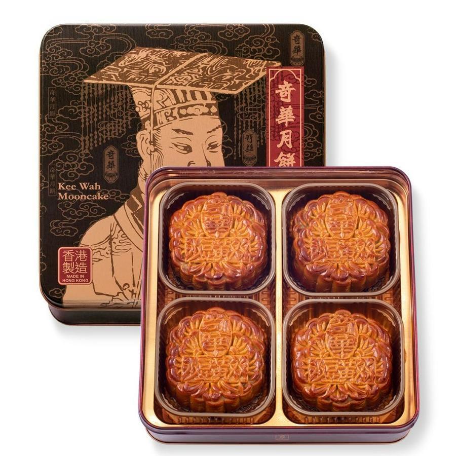 

(OPEN PO HK Hongkong) Kee Wah Qi Hua Red Bean Paste Red Bean Paste Mooncake with 2 Yolks isi 4pcs x 185gr Kue Bulan Original
