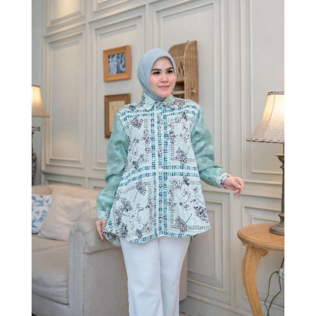 Blouse Printing mix organza