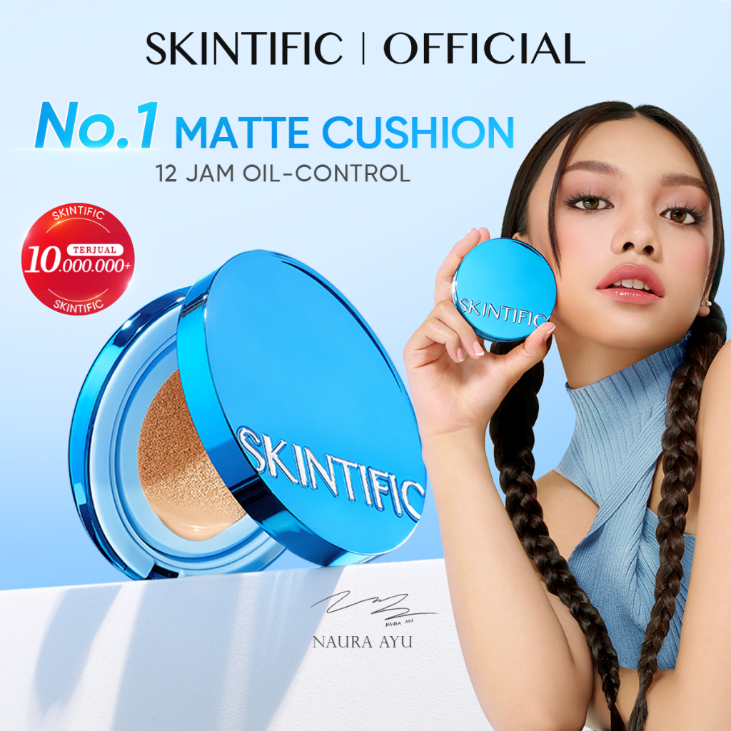 [NEW LAUNCH!]SKINTIFIC AUTHORIZED- Perfect Stay Velvet Matte Cushion Cushion refill Biru 11ml | BB CC Cream Fondasi Compact Oil-Control Waterproof Sweatproof Matte Finish Poreless Cushion Foundation Flawless