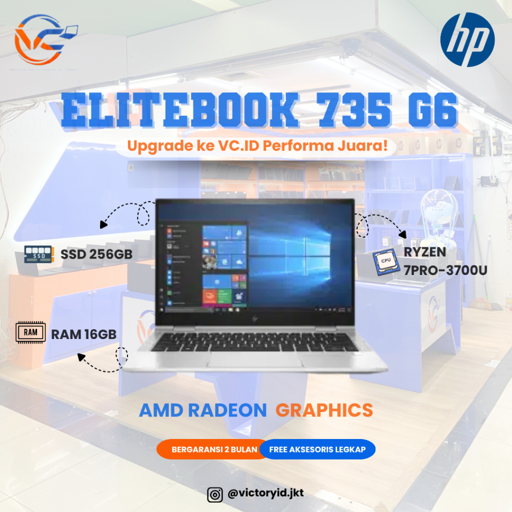 Hp Elitebook 735 G6 Ryzen 7 Ram 16GB Ssd 256GB