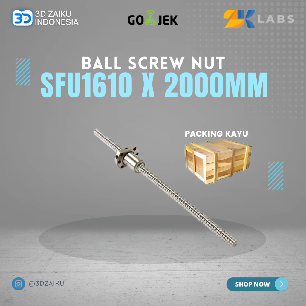 ZKLabs CNC Ball Screw SFU1610 with Ball Screw Nut 2000 mm Length