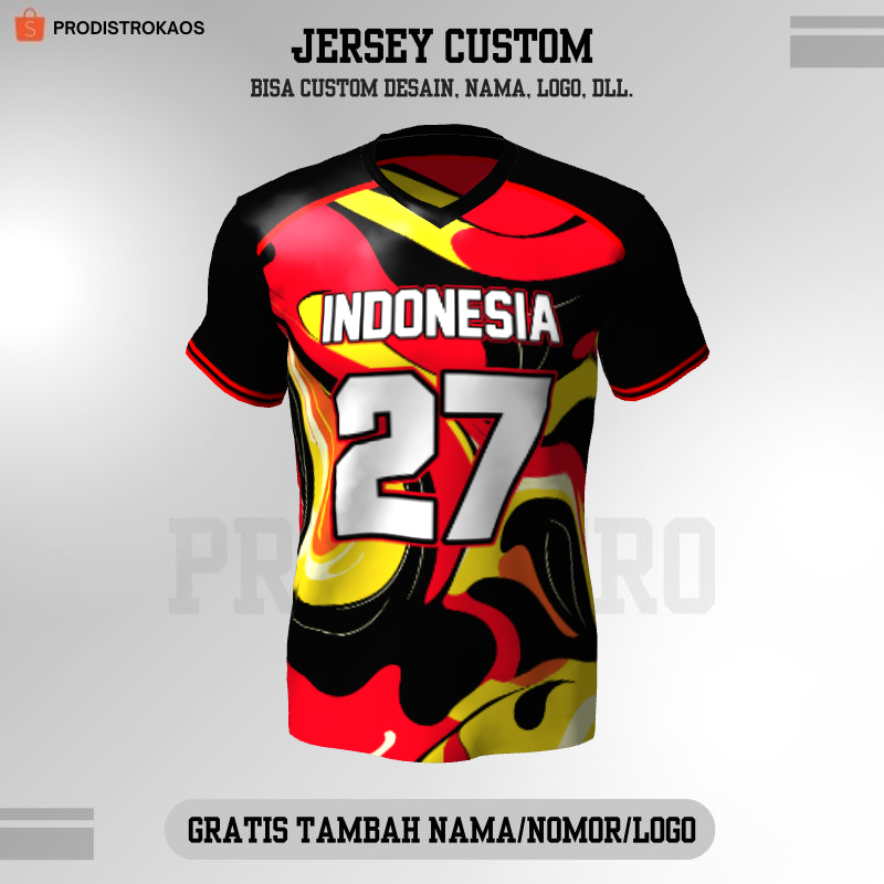 Baju Kaos Jersey Olahraga Badminton Pingpong Lari Volly dll - Jersey Futsal Retro Vintage Hitam Mera