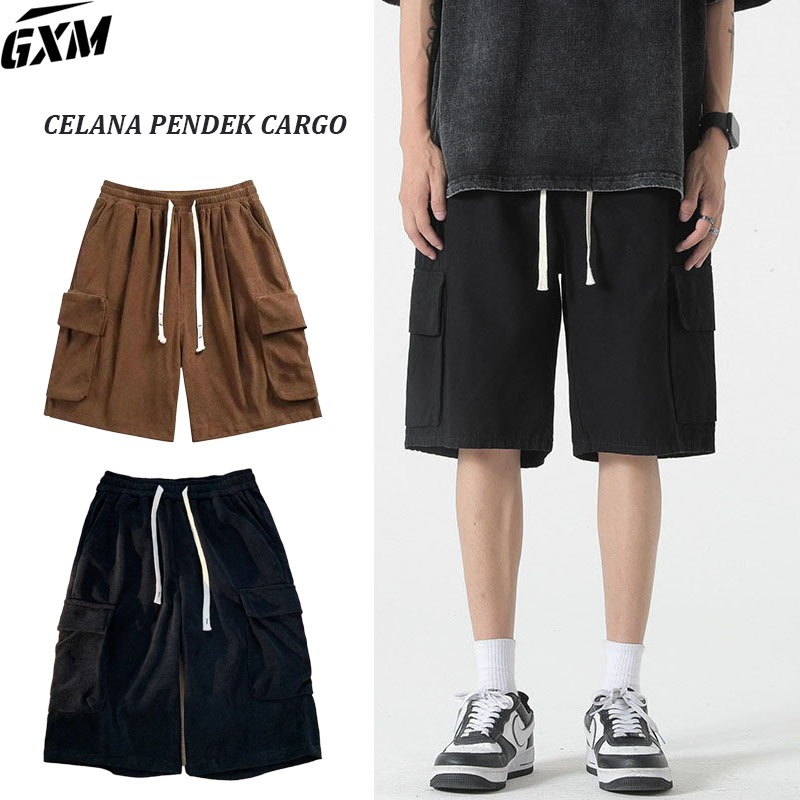celana corduroy pria Short Cargo Pants celana pendek corduroy pria celana cargo pendek pria celana p