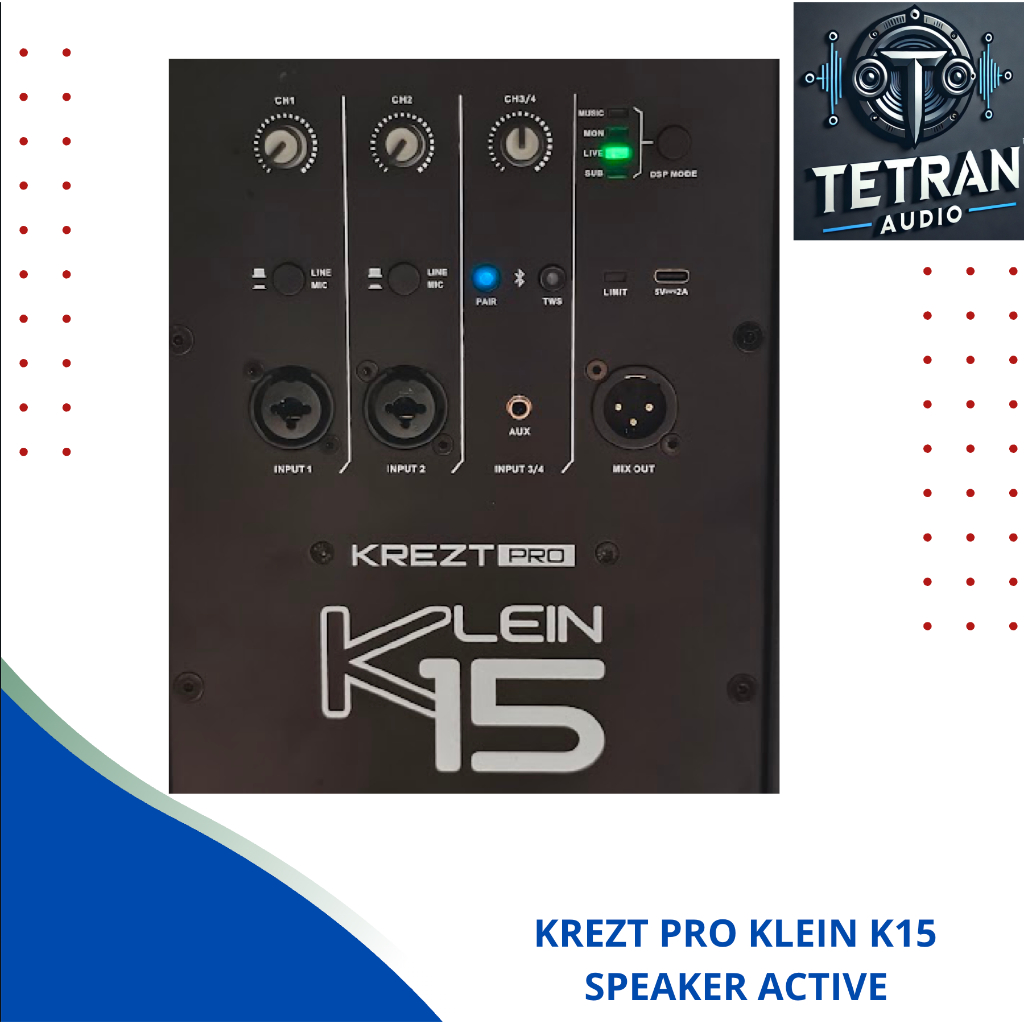 KREZT PRO KLEIN K15 – Professional Active Speaker 15” | 600W | Bluetooth TWS + DSP