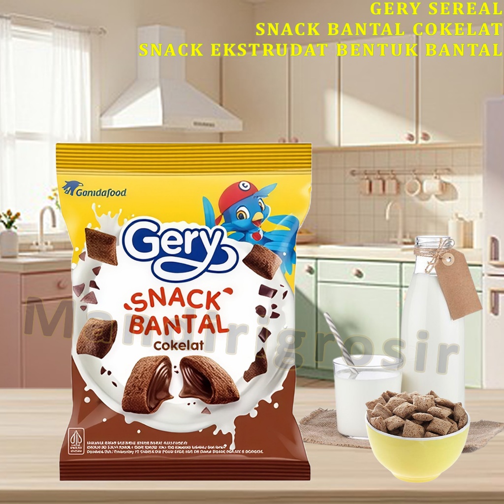

Snack Bantal Rasa Cokelat * Gery Sereal * Snack Ringan Ekstrudat Bentuk Bantal * 75gr