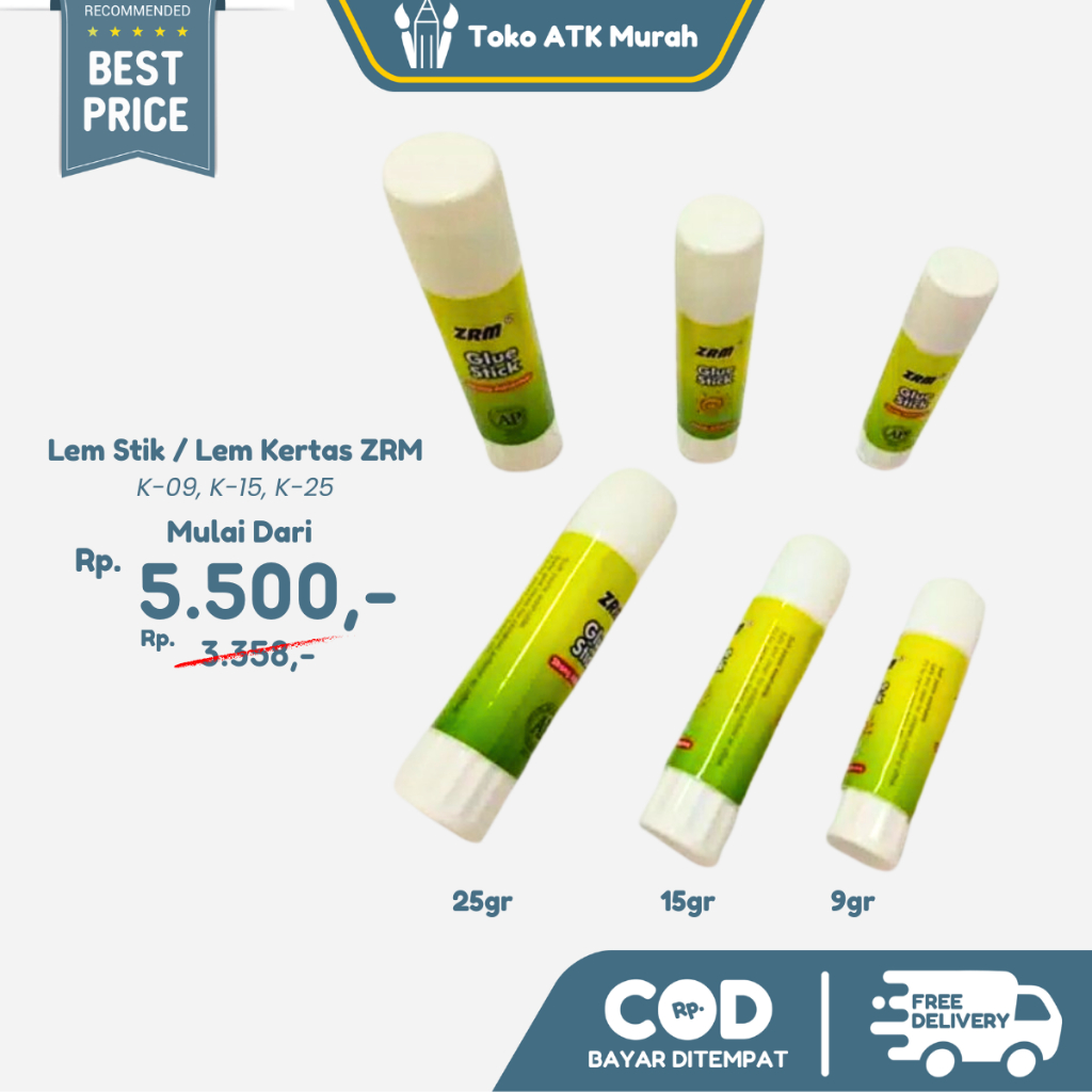 

Lem Stik 25gr ZRM - Glue Stick K-25 | Lem Kertas Sekolah & Kantor