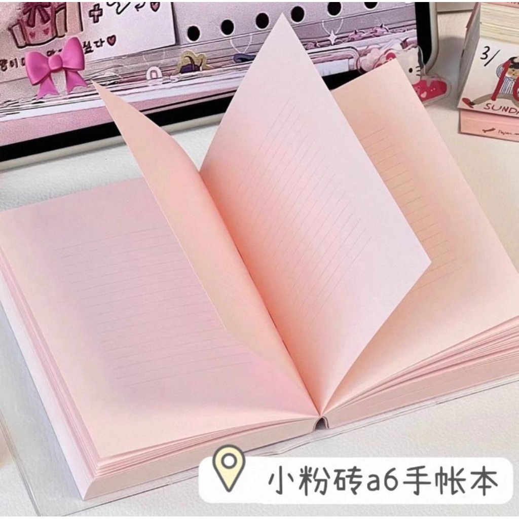 

[ STERY ] Buku panduan A6 bata merah muda kecil baru, buku catatan tebal sederhana, hati feminin, buku harian bernilai tinggi dengan sampul buku