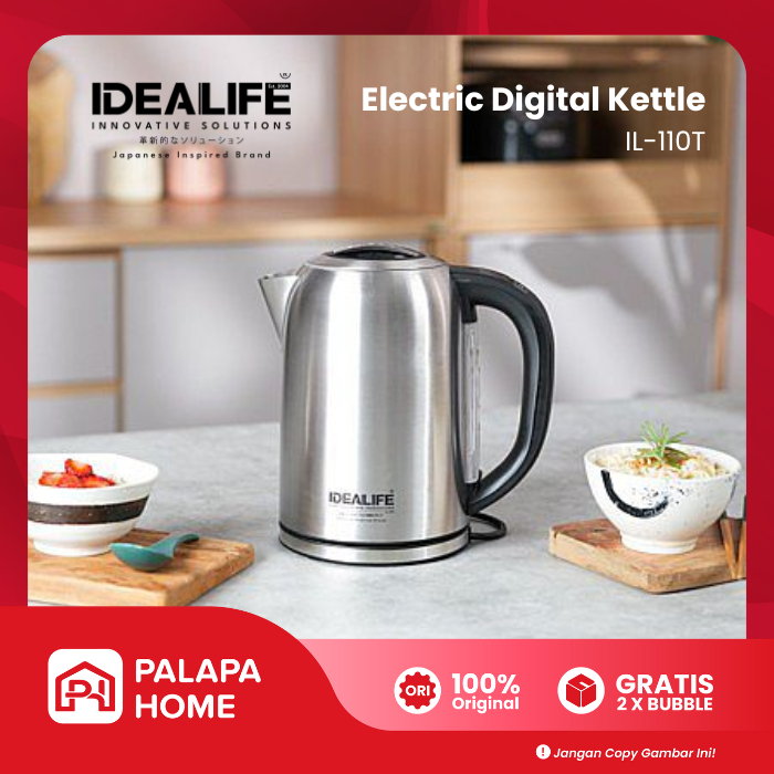 Idealife Digital Kettle Temperature Control IL-110T 1.7L | Teko Kopi Teh Listrik Stainless Steel
